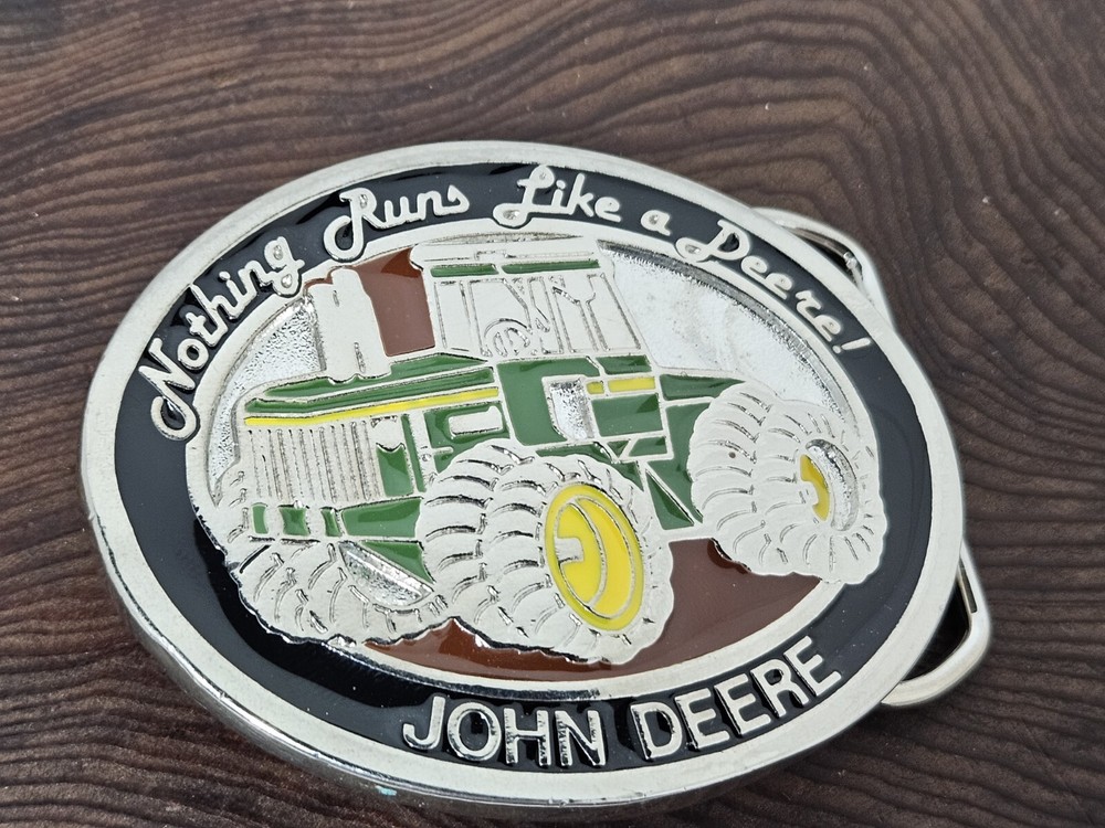 VINTAGE JOHN DEERE « NOTHING RUNS LIKE A DEERE! » METAL BELT BUCKLE
