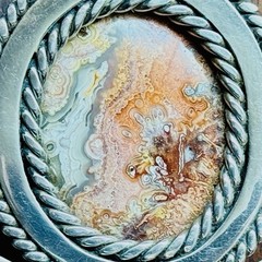 Handmade Lace Agate Belt Buckle Vintage Southwestern Studio Craft Artisan