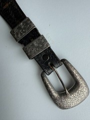 CLINT ORMS Sterling Silver Belt Buckle with Chacon size 38 Leather Belt