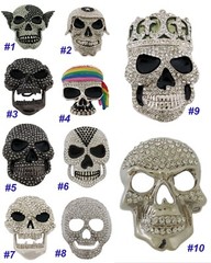 Silver Metal Skull Belt Buckle Halloween Party Costume Gift Fashion Rhinestones