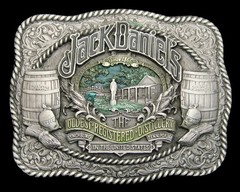 RG24125 *NOS* 2003 **JACK DANIEL&rsquo;S WHISKEY** ADVERTISEMENT PEWTER BELT BUCKLE