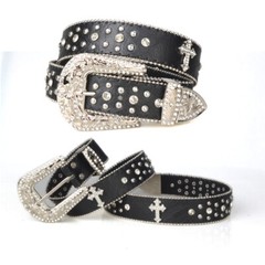 New Woman Girl Cowgirl Rhinestone Bling Studded Dress Western Leather Belt