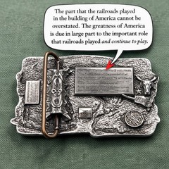 Vintage 1984 Siskiyou Railroads Built America Pewter Belt Buckle Train USA Made