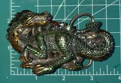 Vintage 1984 Great American Buckle Co Green Dragon Belt Buckle Serial H 1422 3D