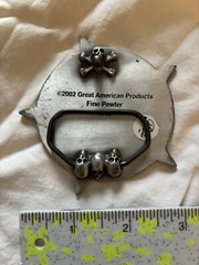 Pewter Red/Black Enamel Belt Buckle. 2002 Great American Products
