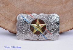 WESTERN COWBOY COWGIRL SLIVER GLOD TEXAS RANGER STAR RODEO TROPHY BELT BUCKLE