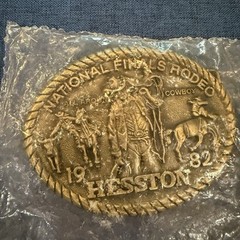 Lot of 2 Vintage 80s National Finals Rodeo NFR Hesston Belt Buckles 82 83