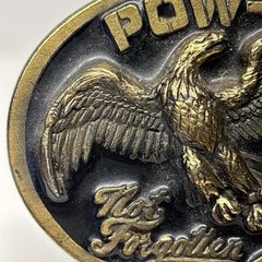 Military Belt Buckle POW MIA Eagle Great American #1822 USA Black Gold Vintage