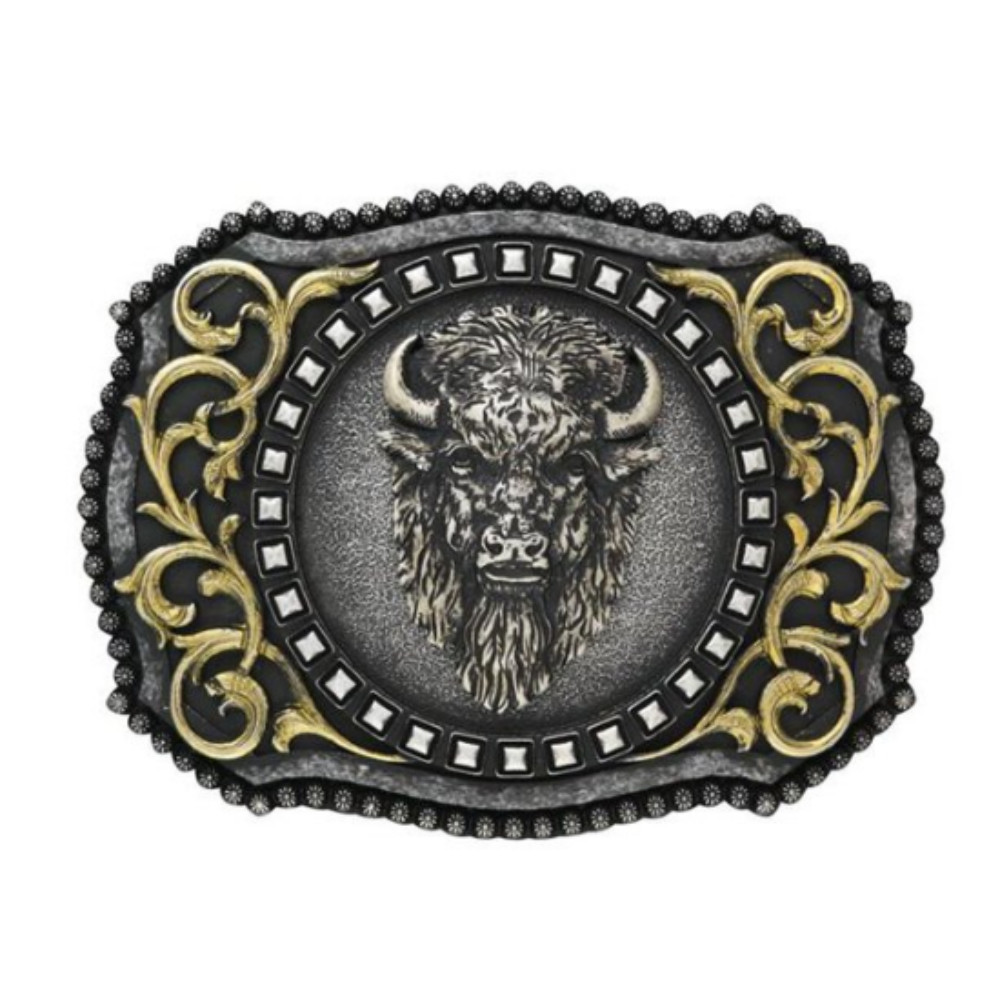 Nocona 37010 Rectangle Berry Edging Buffalo Head Motif Buckle
