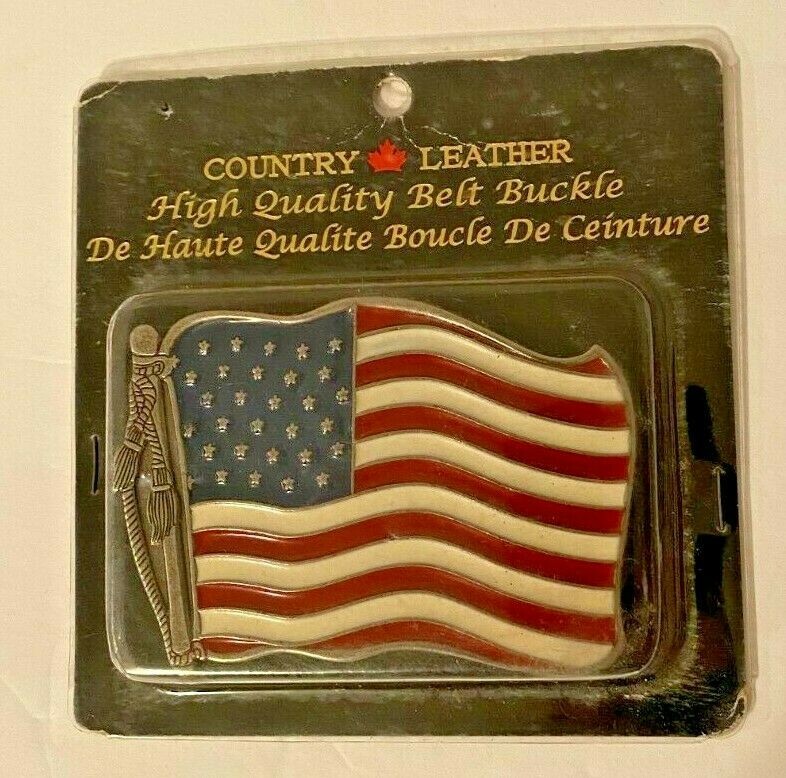 USA Flag Chrome Blue/White/Red American Belt Buckle