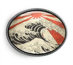Vintage Surf Belt Buckle – Japanese Tsunami Wave Art Belt Buckle – 913
