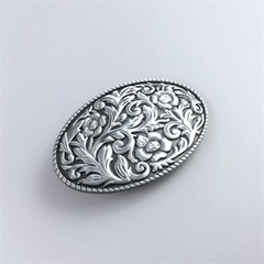 Antique Brushed Silver Western Flower Cowgirl Oval belt buckle also Stock in US