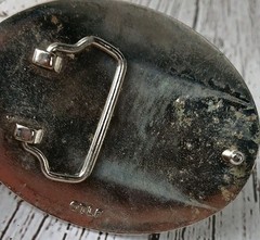 Belt Buckle Metal Motorcycle Skull Flames Mens Oval 3.5&Prime; x 2 5/8&Prime;
