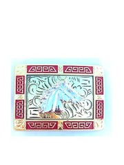 Western Buckle Gold Silver Red Horse Head Cowboy Buckle 2 » Hebilla Vaquero