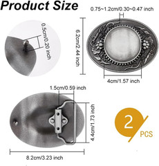 2Pcs Cowboy Belt Buckles Western Cowboy Belt Fastener Flower Pattern Cowboy Cow