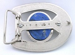40×30 Oval Natural Afghanistan Lapis Cab Horseshoe Western Belt Buckle EPBB192
