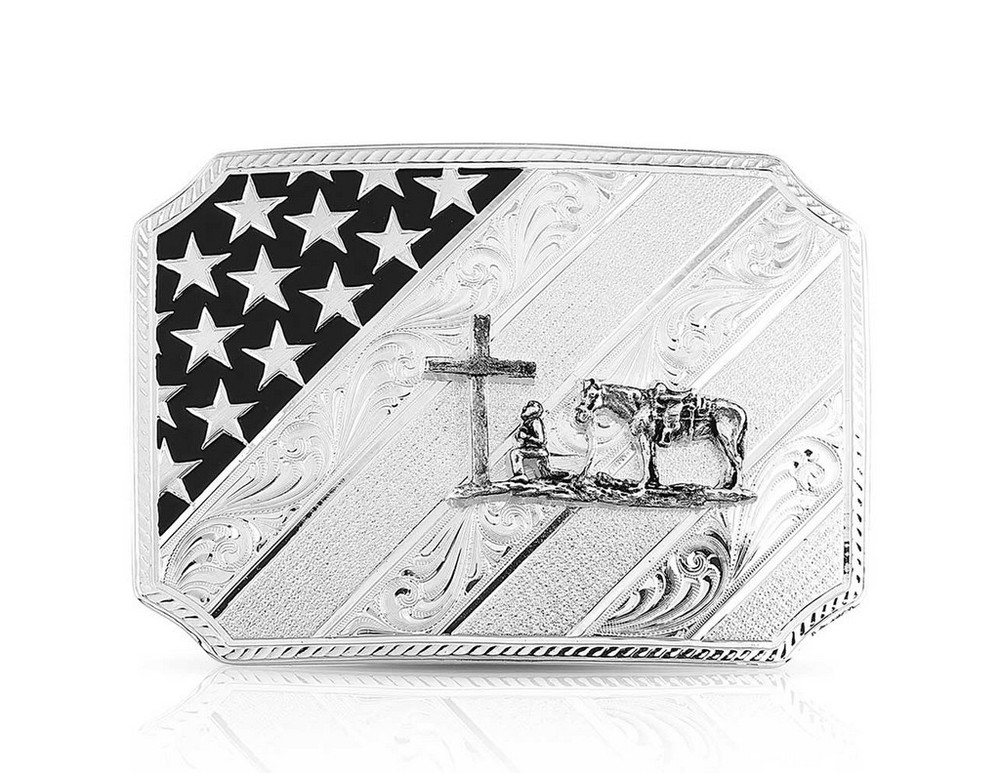 Montana Silversmiths Belt Buckle All American Christian 46100-731M