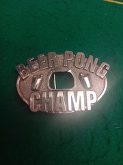 Beer Pong Champ! Vintage Metal Bottle Opener & Belt Buckle