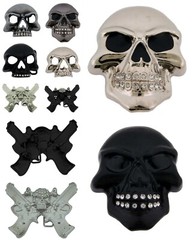Skull Belt Buckle Tattoo Mens Women Silver Metal Blinged Halloween Party Costume