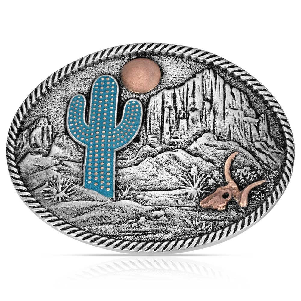 Montana Silversmiths Attitude Desert Moon Cactus Western Oval Belt Buckle
