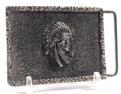 VTG 1973 James Lind Belt Buckle Chief Head Southwestern Brass Wyoming Studio
