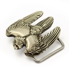 German silver belt buckle Fighting Falcon, Hunting falcon sculptural belt buckle