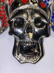 Iced Bling Skull Jester Belt Buckle Rhinestone Encrusted Jester Hat By FL&B.