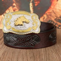 Western Rodeo Gold Tone Large Horse Head Fashion Vintage Cowboy Buckle