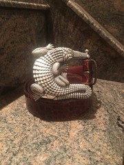 Huge Kieselstein-Cord Sterling Alligator Buckle With Brown Alligator Belt Size 2
