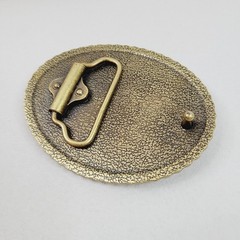 Longhorn Steer Belt Buckle Western Cowboy Rodeo Relief Bull Scroll Bronze Tone