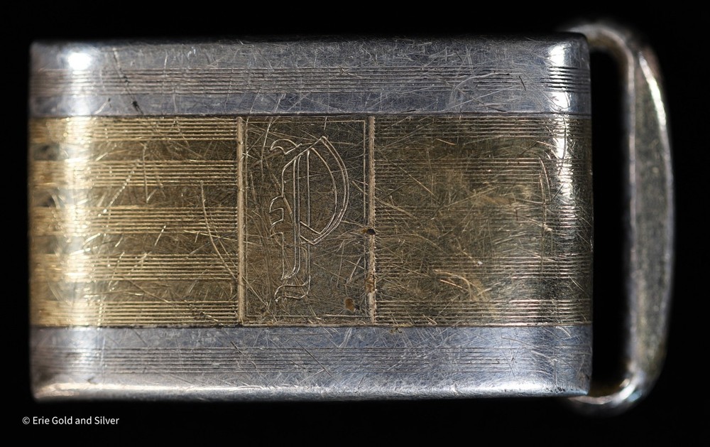Hickok Sterling Silver 10K Gold Inlaid Belt Buckle Monogrammed « P »