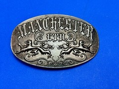 Manchester Ltd Lions Crest Clothing Company Silver Color Metal Belt Buckle