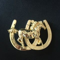 Horse Horsehoes Cowboy Western Gold Plated Belt Buckle