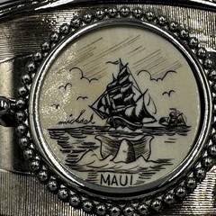 Vintage Maui Sailing Ship Belt Buckle Silver Tone Nautical