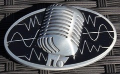 Iconic Blues Microphone 4 x 2 1/2 Inch Belt Buckle