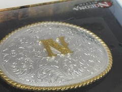 NOCONA BELT CO. OVAL INITIAL BUCKLE “N” ACC BUCKLE NEW – ORIGINAL PACKAGING