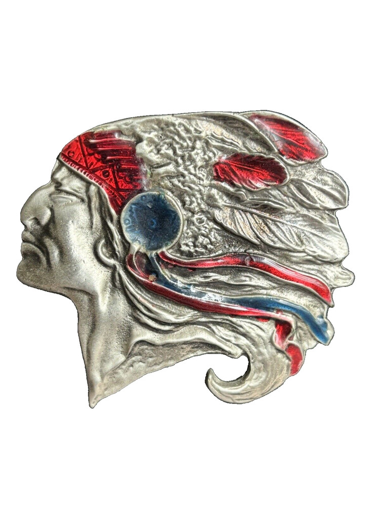 Vintage Chief Belt Buckle By The Great American Buckle Company Chicago 3&Prime;x3&Prime;