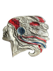 Vintage Chief Belt Buckle By The Great American Buckle Company Chicago 3&Prime;x3&Prime;