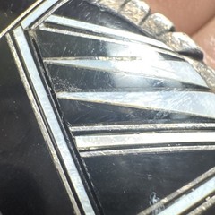 Vintage Southwestern Style Sterling Silver Belt Buckle Stamed B Black white Art