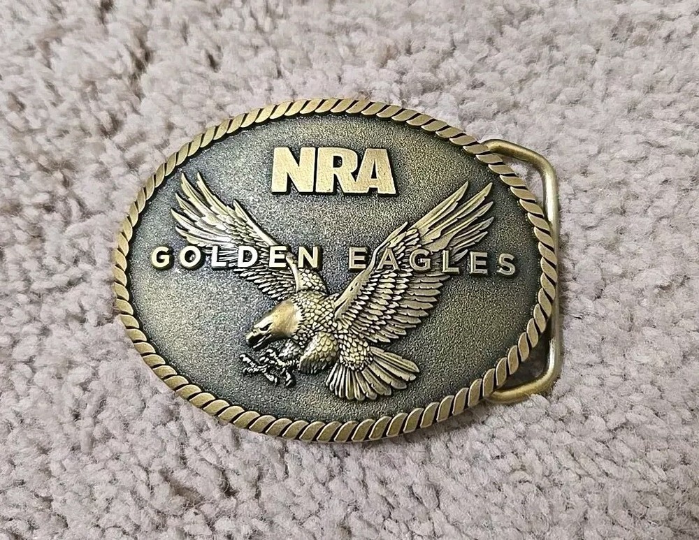 NRA Golden Eagles Brass Belt Buckle 2014 National Rifle Association