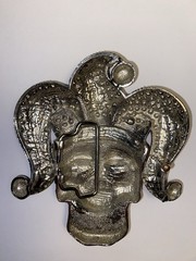 Iced Bling Skull Jester Belt Buckle Rhinestone Encrusted Jester Hat By FL&B.