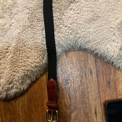 Brighton Belt Size 36 Brown Croc Leather Black Woven Middle Solid Brass Buckle