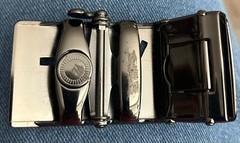 Mens Ratchet Belt Buckle ONLY Brushed Chrome Automatic Removable Classic Dress