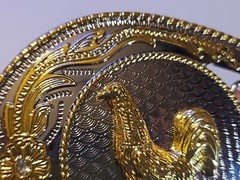 GOLD & SILVER (IN COLOR ONLY) LARGE RODEO WESTERN ROOSTER 🐓 Metal Belt Buckle