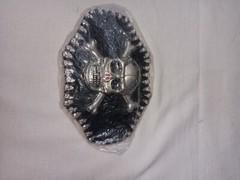 Large Skull And Bones Belt Buckle Silver Chrome Black