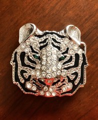 Rhinestone Silver Tiger Head Lion Roman Fountain Animal Unisex Men’s Belt Buckle