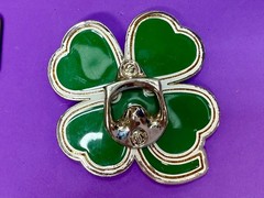 Lucky Four Leaf Clover Shamrock Green Silver Novelty Bottle Opener & Belt Buckle