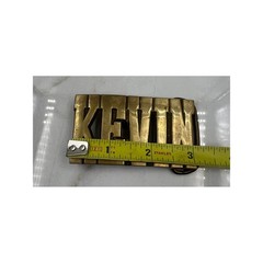 Vintage Western Brass Kevin Name Belt Buckle Solid Brass Personalized Gold Tone