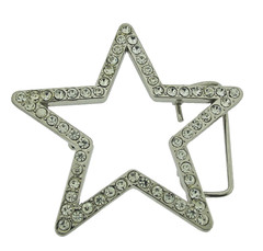 New Men Big Silver Metal Star Belt Buckle Rhinestone Blinged Style Cowgirl Rodel