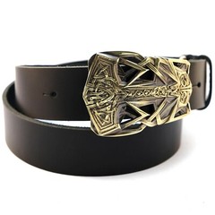 Belt buckle Thor&rsquo;s Hammer, Scandinavian Old Norse Mjolnir solid brass buckle